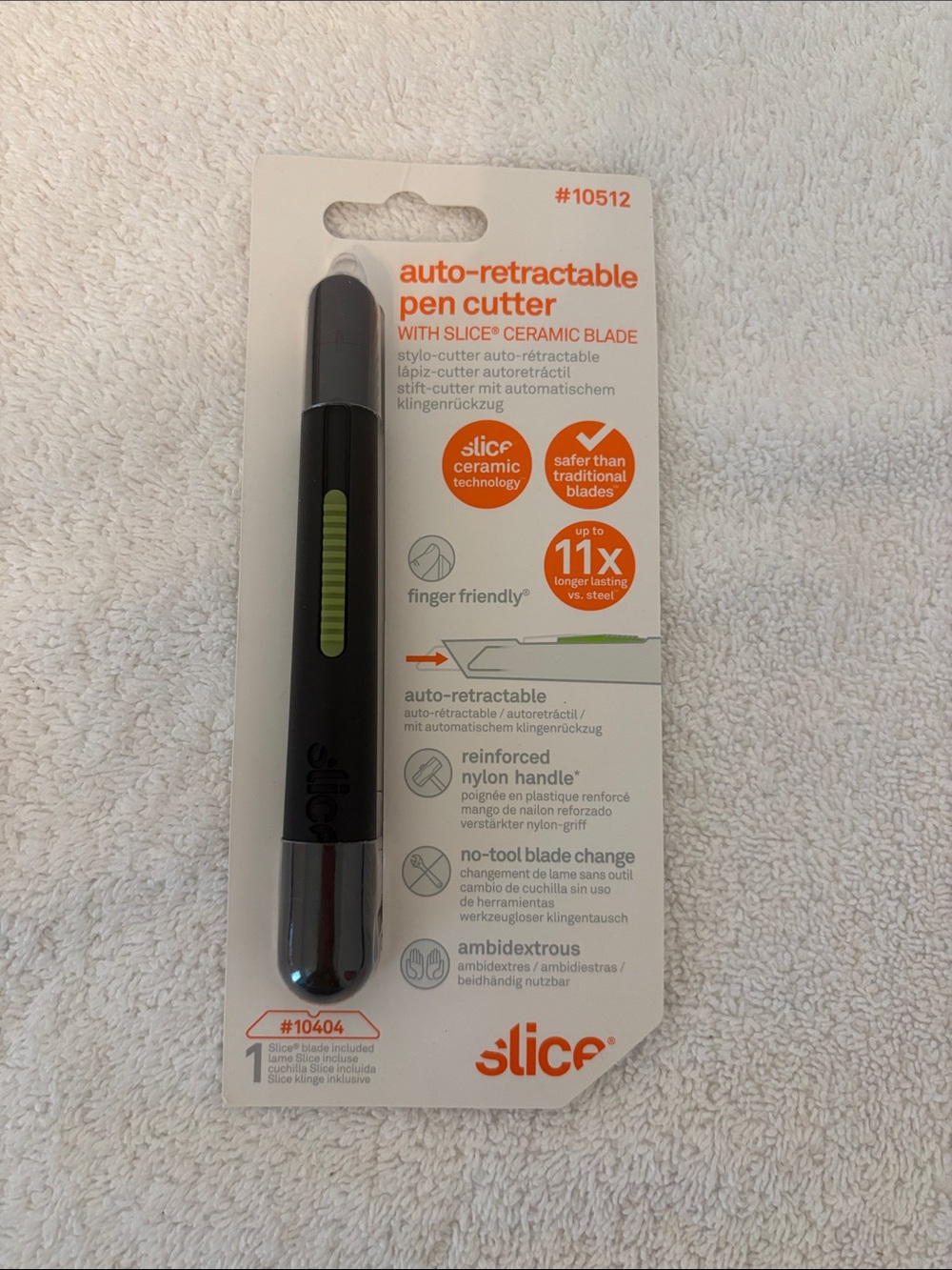 Auto-Retractable Pen Cutter in Black and Lime